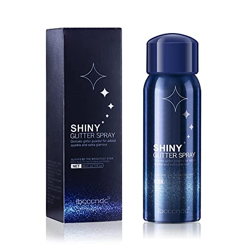 Shiny Glitter Spray, Body Glitter Spray For Skin, Face, Hair And Body Glitter, Temporary Silver Glitter Hairspray Highlighter Face Makeup Spray For Prom, Festival Rave, Stage Makeup, 2.11Fl.oz #TOP6