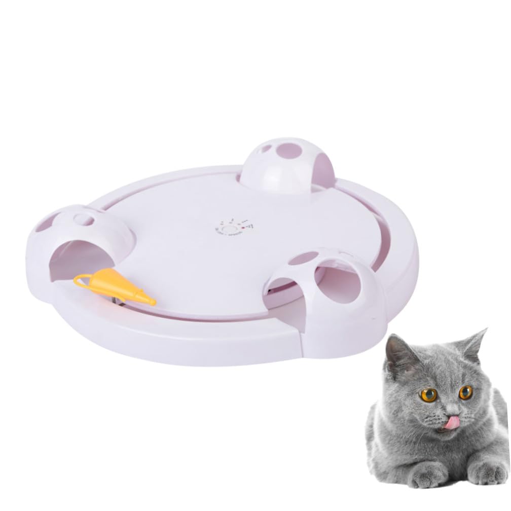 GANAZONO Juguete Eléctrico para Gatos 3 Puntas, Base Antideslizante y Material Abs, Palo Giratorio Interactivo para Diversión y Entretenimiento Felino