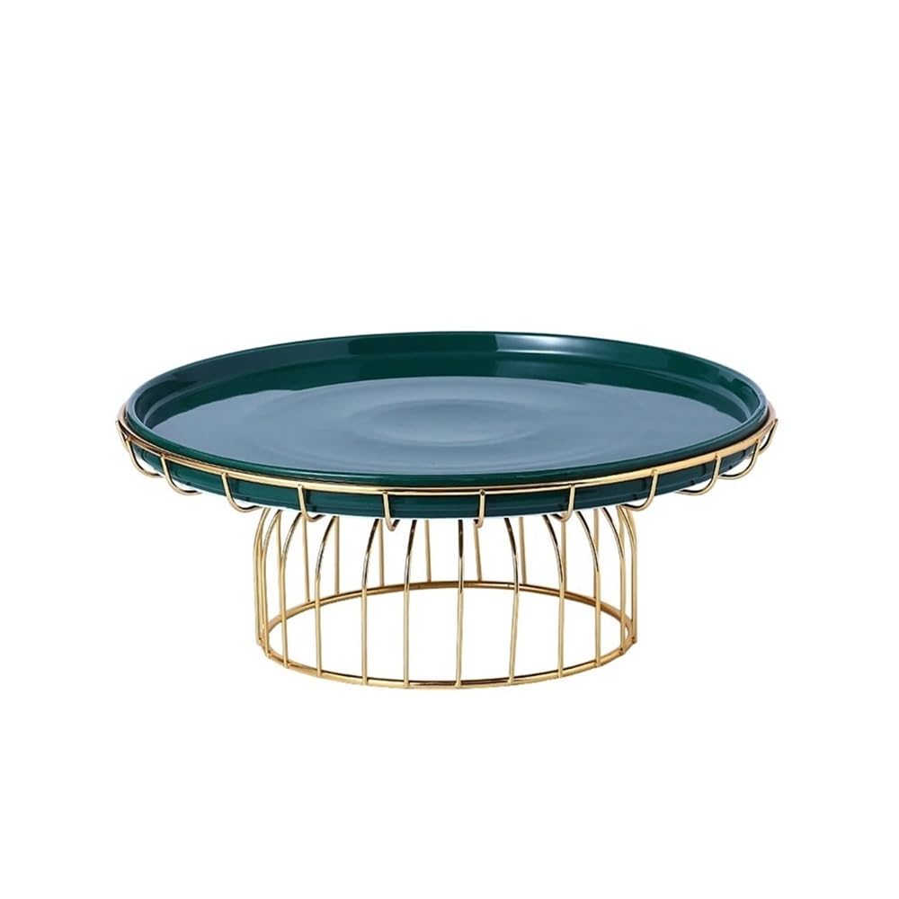 Bx9rE7tK3g Cake Stand Iron Cake Rack, Gold High Footed Ceramic Fruit Plate, Dessert Table, White Green Decorative Cake Display Stand(Green,Large)
