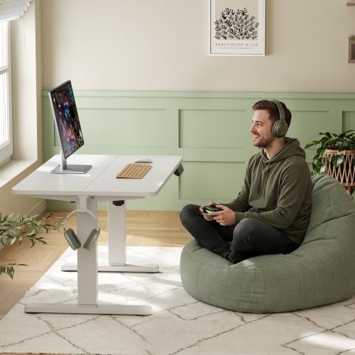Image of Electric Low Height Adjustable Desk, 35 inch Center Table, White