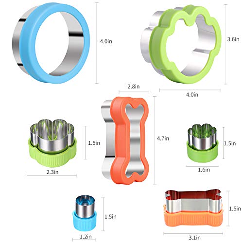 Dog Bone Cookie Cutter Set - 4 Dog Bone 4 Footprint 3 Round Biscuit Cutters Sandwiches Cutter Set Different Sizes Mini Small Medium Big #TOP1