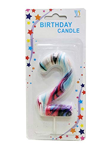 Lalantopparties Number Candle White and Multicolor Marble Design 3 inch for Birthday, Wedding, Party Decorations-image-48