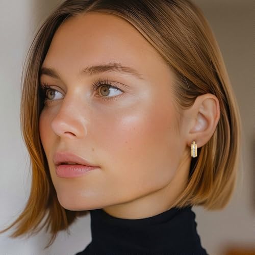 10K Solid Yellow Gold Huggie Small Hoop Earrings2