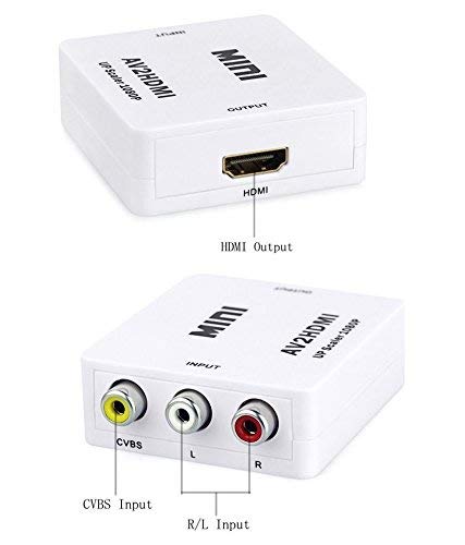 Image of BigPlayer Mini AV to HDMI Video Converter Box 720P 1080P Output Interface Adapter with USB Power for TV Monitor Projector White