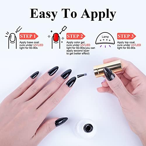 Miniatura 2 de Imtiti Esmalte de uñas de gel, 1 esmalte de gel de color negro de 0.0 fl oz, esmalte de uñas de gel de larga duración con LED que se puede remover,