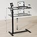 FLEXISPOT H7 Adjustable Overbed Bedside Table with Wheels Pneumatic Mobile Standing Desk Laptop Desk Rolling Computer Cart Movable Overbed Table Hospital Home Use(31.5