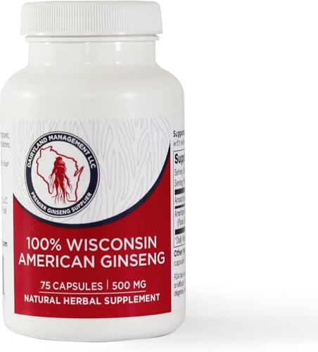 Dairyland American Ginseng Capsules 75 ct (2000 mg) Concentrated Wisconsin Ginseng Root Extract Daily Herbal Supplement for Immune Support