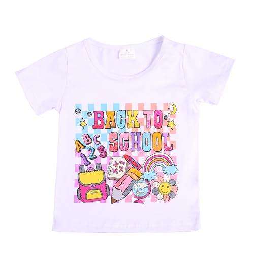 Image of Toddler Girls Back to School Pencil Outfits Set Ruffle T-Shirt Dress and Pants Outfit Set 3-8Years