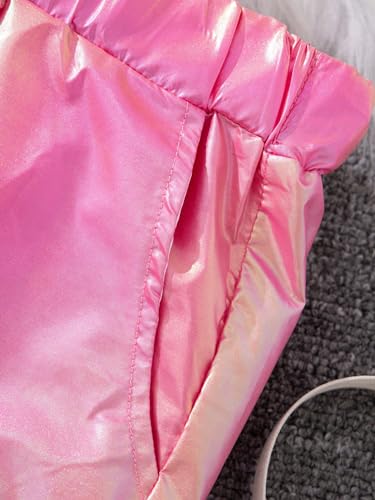 Image of WDIRARA Girl's 2 Piece Holographic Outfit Flap Pocket Zip Up Jacket and Elastic Waist Pants Set