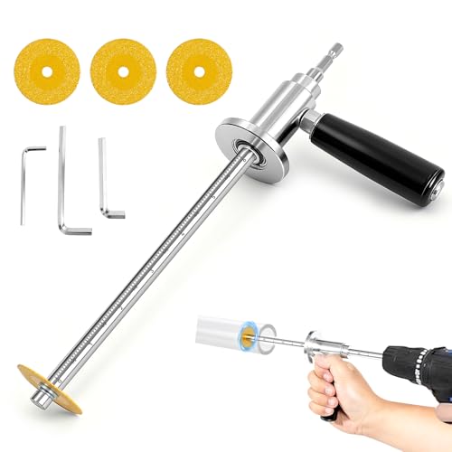 Huazu Inside Pipe Cutter for PVC Pipe, Internal Pipe Cutter Set– 7-Inch Adjustable Depth Tool, with Diamond Grit Cutting Wheel & Handle, Inside PVC Pipe Cutter for Drill and Impact Drivers