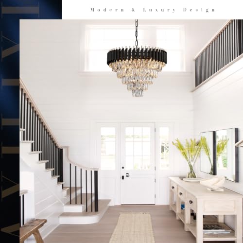 Image of Crystal Chandelier Contemporary, 24 inch Modern Living Room Chandeliers,