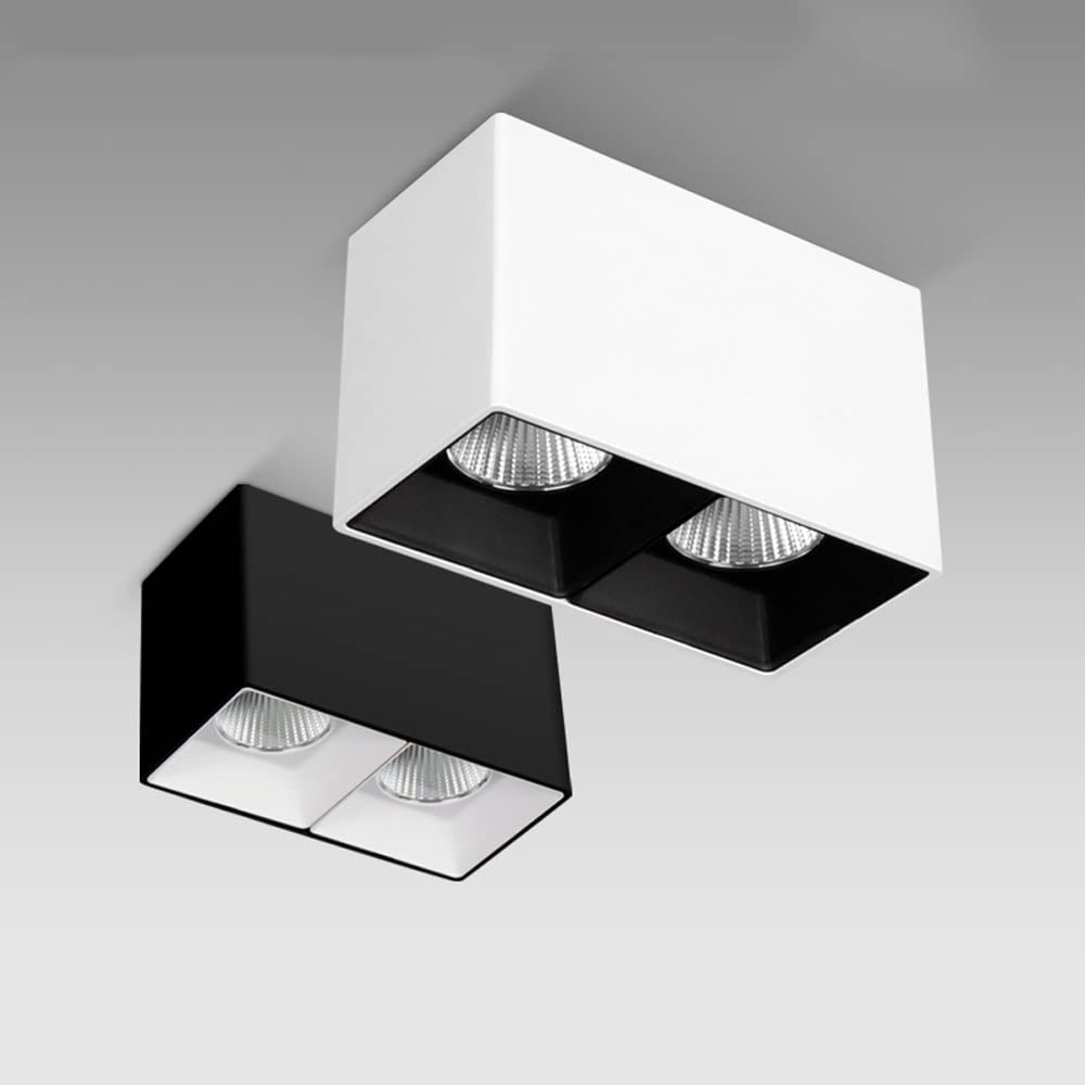 Faretto LED, apparecchio di Illuminazione da soffitto per Interni a 2 luci da 20 W, Rettangolare per Cucina, Soggiorno e Camera da Letto, faretti a Binario Fisso/Lampada d'accento/