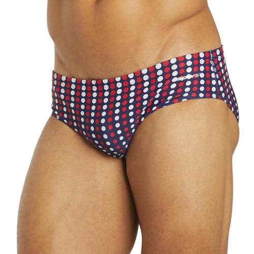 Sporti Men's Swim Briefs - Printed Color & Solid Swimsuit Training Suit - Men's Athletic Swimwear Briefs for Lap Swimming