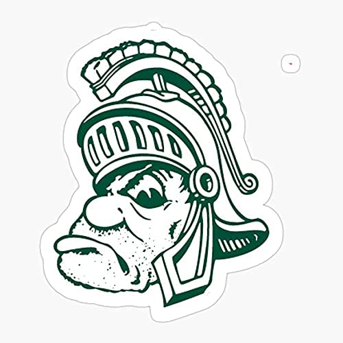 MSU Go Spartans University Green State Gruff Sparty White Michigan Sticker Decal Vinyl - Peel and Stick to Any Smooth Surface