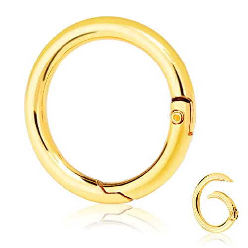 Image of 10 Pack 1 Inch Gold Spring O Rings, Metal Keychain Ring Round Carabiner Clips for Replacement Purse Ring Hardware, Keyrings Buckles, Paracord Keychain Lanyard, Home Car Keyrings Attachment