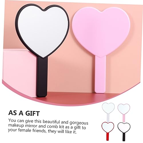 Espejo para maquillaje portátil con forma de corazón miniatura 6