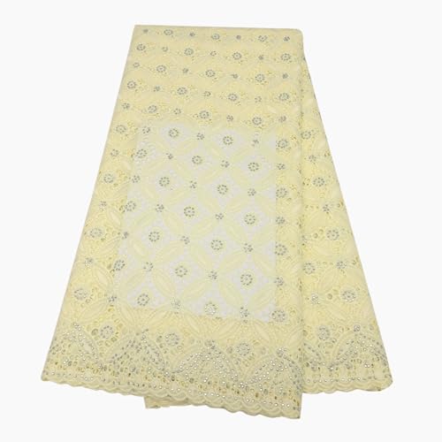 Tissu en dentelle de Voile pour mariée et invités d'honneur en mélange coton jaune