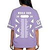 Unisex Korean Boy Group Merch Jersey Shirt World Tour Graphic Concert Support Shirt V Neck Short Sleeve Sports Jersey Tee Printed Top for Fans 02-Purple M #1
