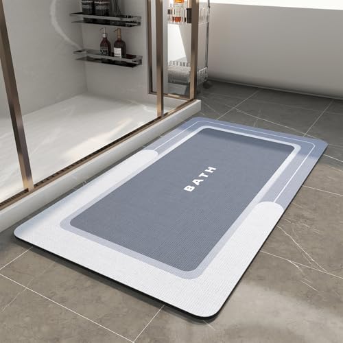Image of MontVoo Bath Mat-Bath Mat Rug Non Slip Super Absorbent Stain Resistant Quick Dry Thin Bathroom Rug-Bath Mats for Bathroom Floor Bathtub Vanity-Bathmat Bath Rug Easy Care-24 inchx35 inch Blue