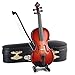 Dselvgvu Wooden Miniature Violin with Stand, Bow and Case Mini Musical Instrument Violin Replica Collectible Figurines Dollhouse Accessories Model Home Decoration Display Ornament (5.63