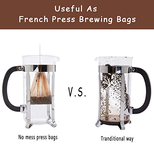 No Mess Cold Brew Coffee Filters - 120 Count Disposable Fine Mesh Brewing Bags For Concentrate/Iced Coffee Maker, French/Cold Press Kit, Hot Tea In Mason Jar Or Pitcher, 4 X 6 Inches #TOP3