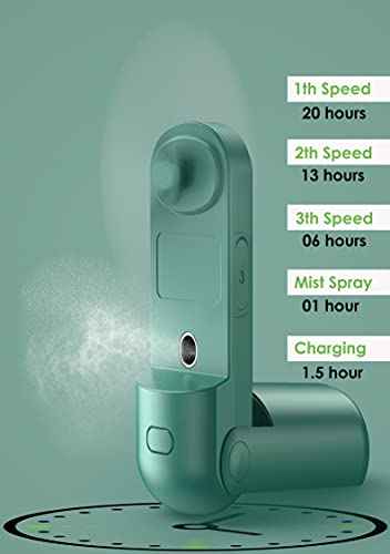 Honhey Handheld Fan Misting Fan, 3 In 1 Hand Fan, Portable Mini Fan With Rechargeable Battery Operated And 3 Adjustable Speed[6-13-20 Working Hours], Foldable Personal Fan For Girls Women Travelling (Green) #TOP6