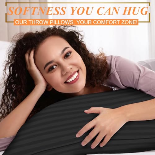 Throw Pillows Insert 18x18 Set of 2,Decorative Pillows for Couch and Bed,Indoor Square Pillow Stuffing for Living Room with Premium Original Down Alternative Filling,Black
