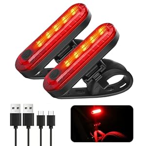 2 Pack LED Achterlicht Achterlicht Ultra Heldere USB Oplaadbare Fiets Achterlichten Waterdichte Fiets Achterlicht voor Fietshelm Rugzak Veiligheidswaarschuwing 4 Lichtmodi