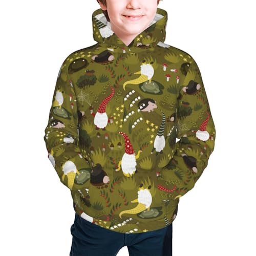 Gnomes Playing in the Garden Kid Hoodies Boys Sweatshirts Girls Pullover with Pocket3