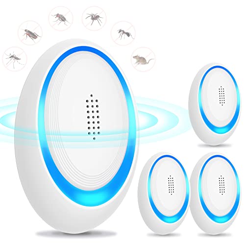 Ultraschall-Schädlingsvertreiber, elektronische Insektenschutz-Mausefallen, 4 Packungen für den Innenbereich, Mückenspinnen-Abwehr-Plugin, effiziente...