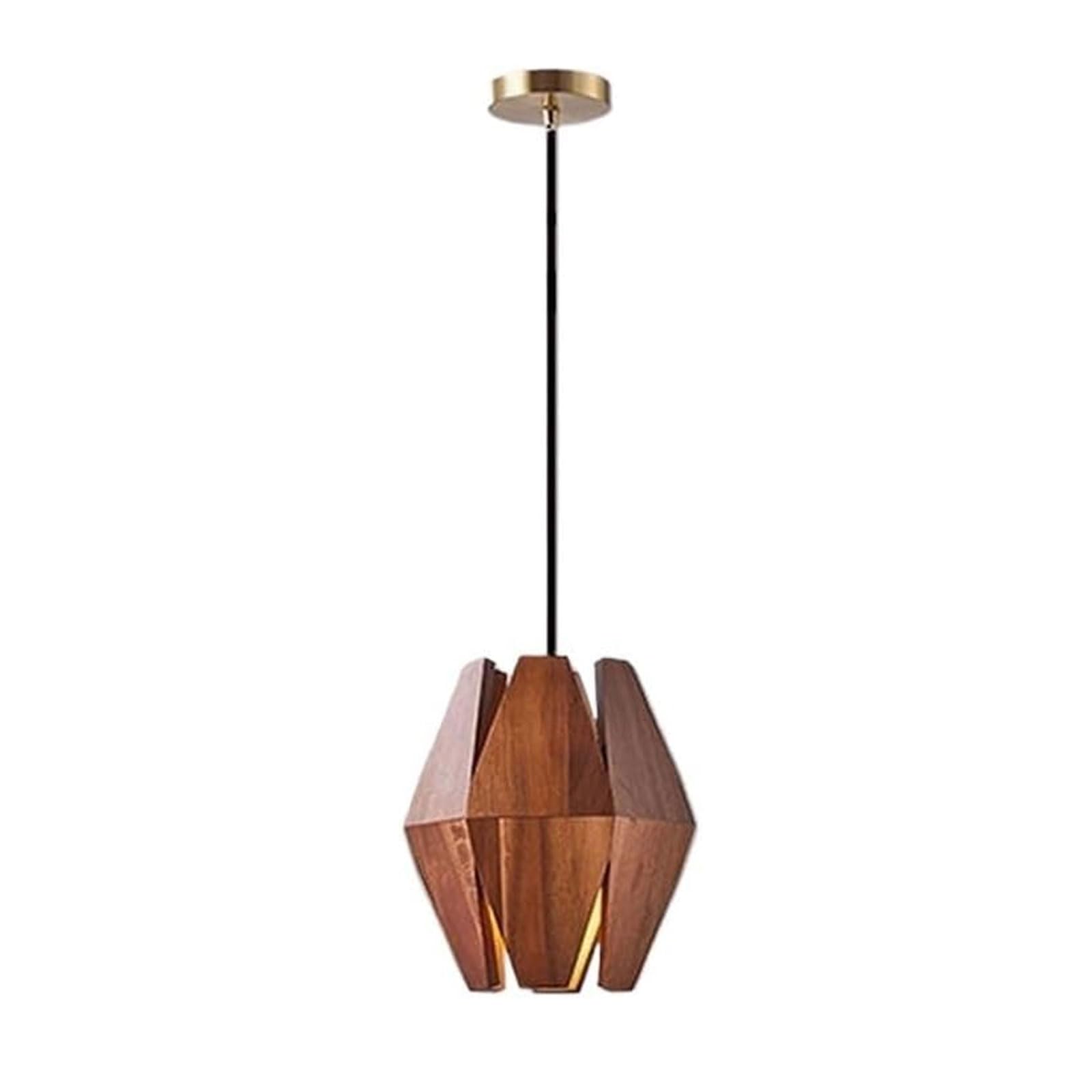 Luz colgante de pétalos vintage en madera sólida para iluminación de una sola cabeza