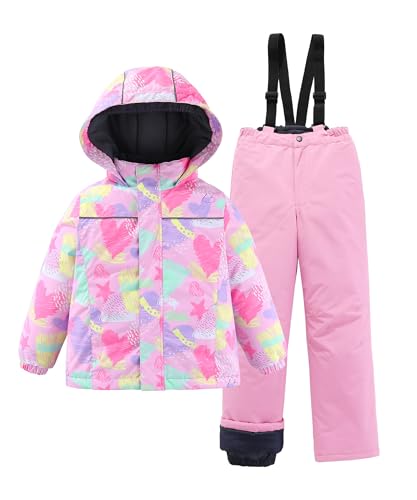 M2C Boys Girls 2-Piece Snowsuit Thicken Patterned Ski Jackets and Pants
