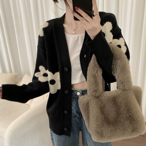 Women's Cropped Cardigan Sweaters Boho Crochet Floral Embroidery Oversized Open Front Knit Sweater Outwear2