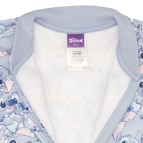 Image of Disney Lilo & Stitch Girl's Zip-Up Varsity Bomber Jacket - Casual Lightweight Coat with Stitch Graphic Print for Kids