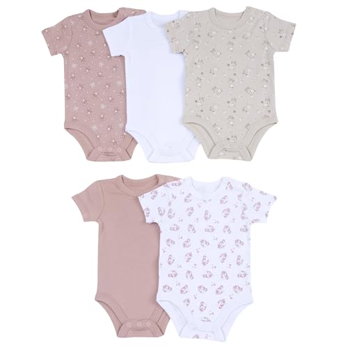 Prénatal, Set de 5 Body Bebé de Manga Corta, en Suave Algodón, con Cómoda Apertura con Botones