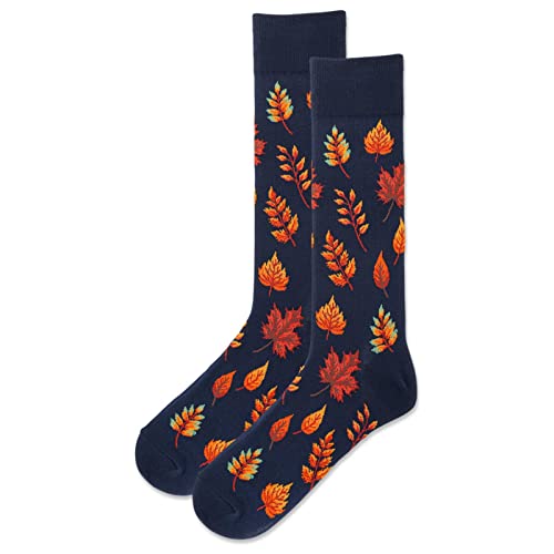 Hot Sox Mens Autumn Leaves Crew Socks