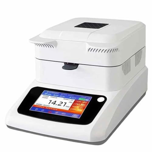 SAYEYBU Analizador Humedad Halógeno Lectura 0,01% Precisión 0,001g Capacidad 120g, Analizador Calentamiento Humedad Laboratorio con 3 Modos Secado, Pantalla Táctil, para Granos y Productos Químicos