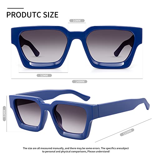 Trendy Thick Square Frame Sunglasses for Women Men Retro Black Rectangle Chunky Shades 90s Sun Glasses4