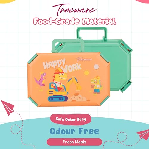 Image of Trueware Blossom 2 304 Stainless Steel PU Insulated Lunch Box with Two Compartment BPA Free, Food Grade Ideal for School, Picnic, Office & Outdoor - 580ml