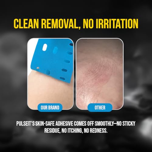 Image of PulseITSportsTape Kinesiology Tape- Waterproof & Sweatproof Tape for Muscle Support, Pain Relief & Injury Recovery | Athletic Physio Tape for Knee, Shoulder, Ankle. 5cm x 5m (with Holes, Light Blue)