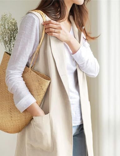 IDEALSANXUN Womens Long Linen Vest Tops Casual Spring Summer Lightweight Jackets3