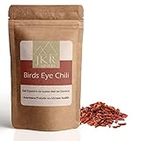 JKR Spices Birds Eye Chili Schoten - extrem scharfe Chilis | ganze Chilischoten, feurige Chillis, mexikanisch und asiatische Gewürze - für scharfe Gerichte | natürliches Gewürz - 250g