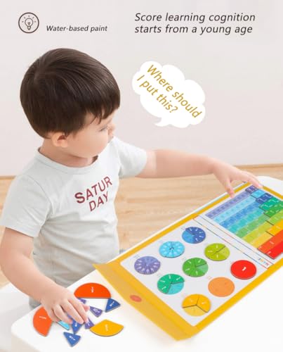 Image of Magnetic Fraction Educational Puzzle for Kids, New Magnetic Fraction Tiles & Fraction Circles, Math Manipulatives Enhance Early Primary School Students Mathematical Skills(Hippo Style)