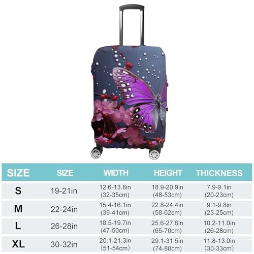 Carry on Luggage Cover Purple Plum Butterfly Suitcase Covers for Luggages Tsa Approved Travel Luggage Sleeve Protector Elastic Suitcase Protector Anti-Scratch Washable Fits 19-30 Inch Case -S2