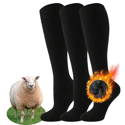 PS PROUTHS Calcetines Térmicos Altos Hombre, Calcetines Térmicos Altos Mujer, Calcetines Largos Suaves con Rizo Interior (FR/ES, Números, 40, 46, Regular, Regular, Lana)