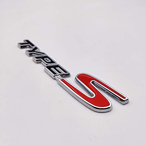 Axlezx Chrome Metal Type-S Logo Car Emblem Premium 3D Racing Sport Badge Turbo Sticker Power Decal (Black&Red) #TOP4