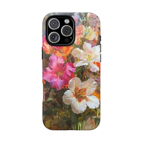 Coque iPhone 16 Pro Max floral rigide mate de qualité premium