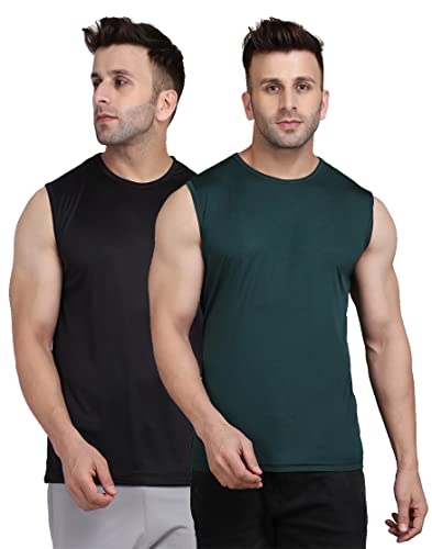 Image of Men's Regular Fit Sleeveless T-Shirt (Pack of 2)