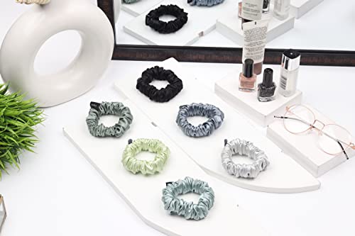 Image of Premium Satin Scrunchies for Women | Hair Bands, Ponytail Holders & Rubber Bands | Skinny, Fluffy, No-Damage Hair Ties | Girls Hair Accessories | Small Size | Pack of 6