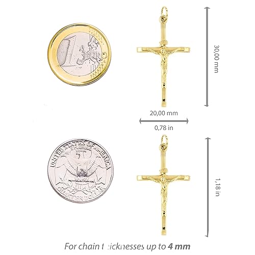 Lucchetta - Authentic Italian Crucifix Christian Catholic Jesus 1.18in - 14k Gold Cross Charm Pendant from Italy - Fits Perfectly up to 4mm Necklace4